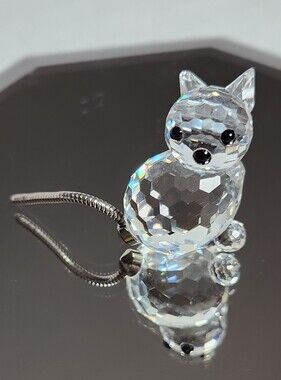 Atelier Swarovski Clear Crystal Cat Figurine with Silver Tail